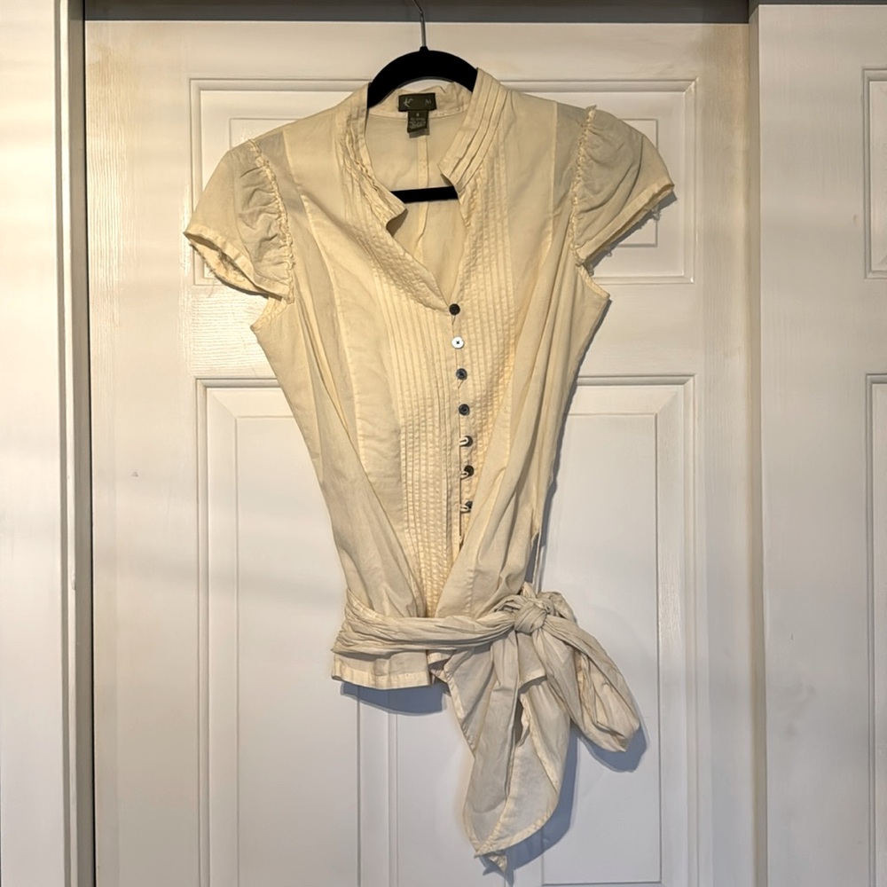 Fei Cream Button Up Blouse - Size 8